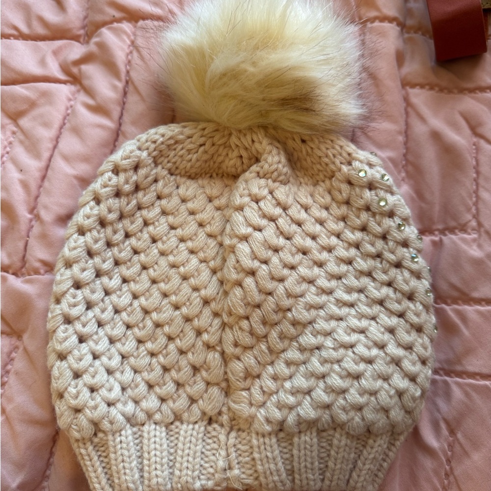 Beige Rhinestone Hat - Picture 2 of 2